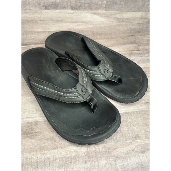 Olukai Hokua Flip Flop Mens US 15 Black Beach wear, wet grip, quick dry sandals - Picture 2 of 12